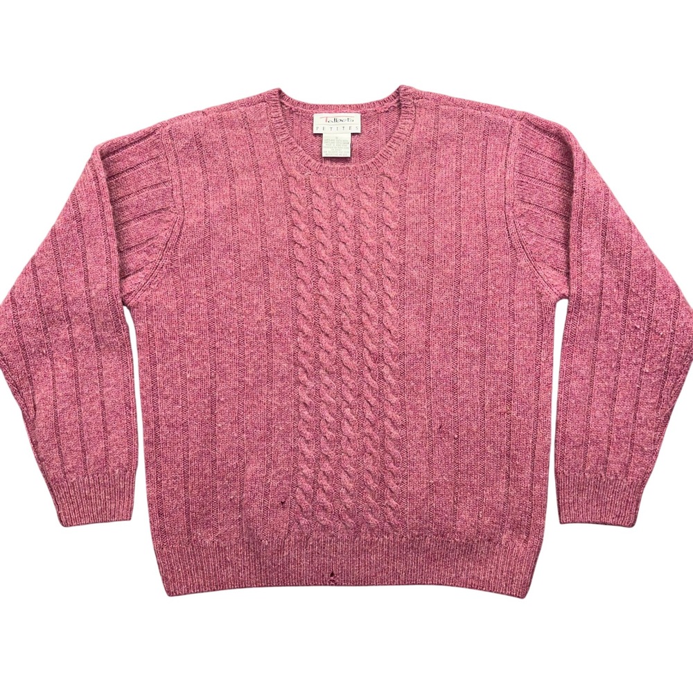 Talbots Petites Wool Cable Knit Sweater Pullover Pink Shetland Sz 8 Gorpcore‎